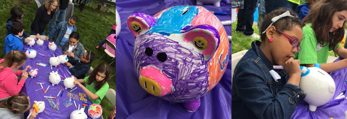Painted ceramic pigs